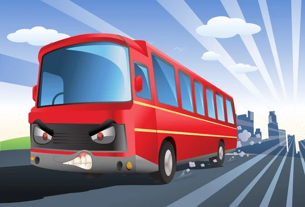 Autobús rojo excede los límites de velocidad —  Fotos de Stock