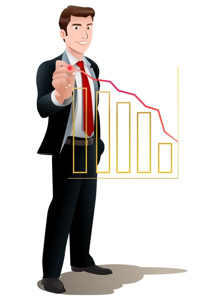 Affärsman förklara vinst i verksamhet på office-diagram — Stockfoto
