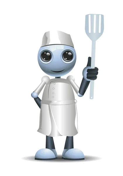 Illustrazione Piccolo Chef Robot Tenere Una Spatola Pronto Griglia Sfondo — Foto Stock