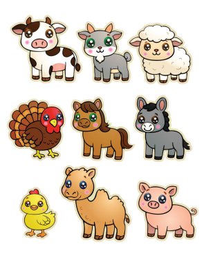 İzole edilmiş beyaz arka planda bir çiftlik hayvanı etiketinin çizimi