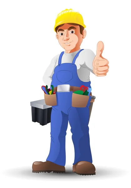 Handy man construction worker thumb-up — Stock Photo, Image