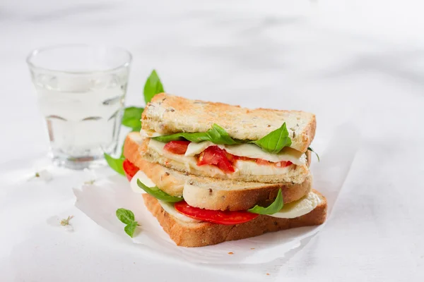健康的な自家製カプレーゼ サンドイッチ — ストック写真