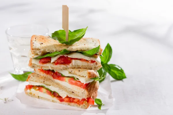 Sandwich caprese fatto in casa sano — Foto Stock