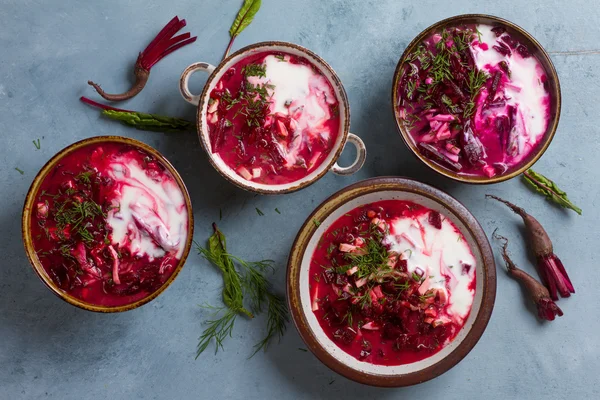 Summer cold soup with beet — Stock Photo, Image