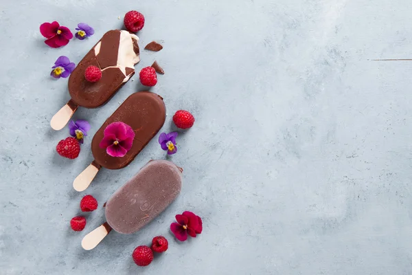 经典巧克力冰淇淋的浆果 — 图库照片