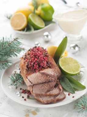 Pembe biber Holiday akşam yemeği için et