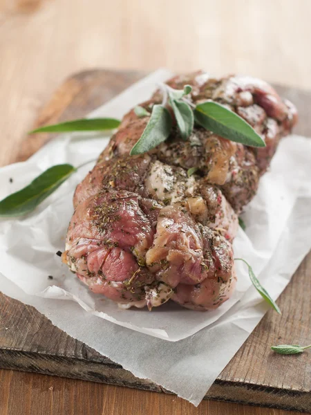 Fresh stuffed meat roll with spices — Stock Photo, Image