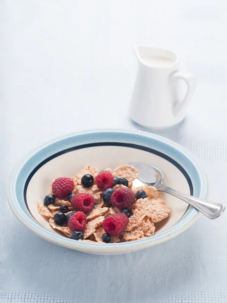 Breakfast with milk and berry — Stock Photo, Image