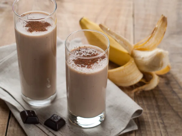 Koktajl czekoladowy i bananowy — Zdjęcie stockowe