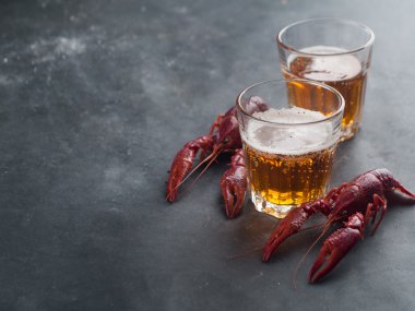 Glass of beer and lobster