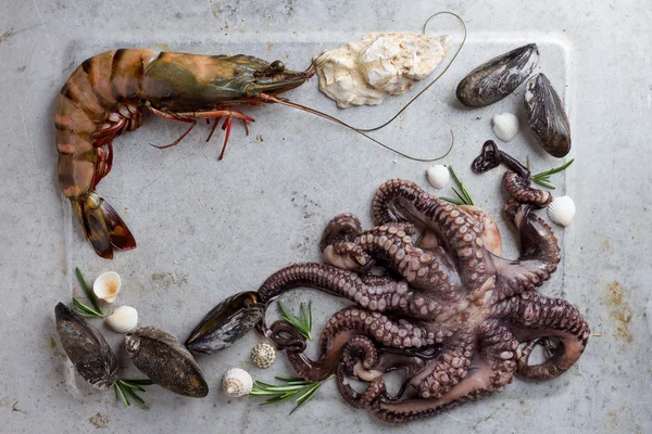 Fondo alimentare con frutti di mare — Foto Stock