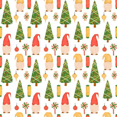 Noel cüceleri dijital kağıt, kusursuz desen, yeni yıl geçmişi, ambalaj, hediye ambalaj kağıdı, noel tasarımı.