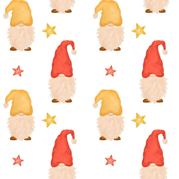 Papel Digital Christmas Gnome Patrón Sin Costuras Gnomos Lindos Pintados — Foto de Stock