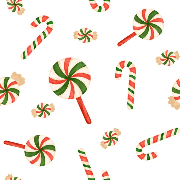 Χριστουγεννιάτικο Ζαχαροκάλαμο Καραμέλα Γλειφιτζούρι Ψηφιακό Χαρτί Γλυκά Αδιάλειπτη Μοτίβο Πρωτοχρονιά — Φωτογραφία Αρχείου