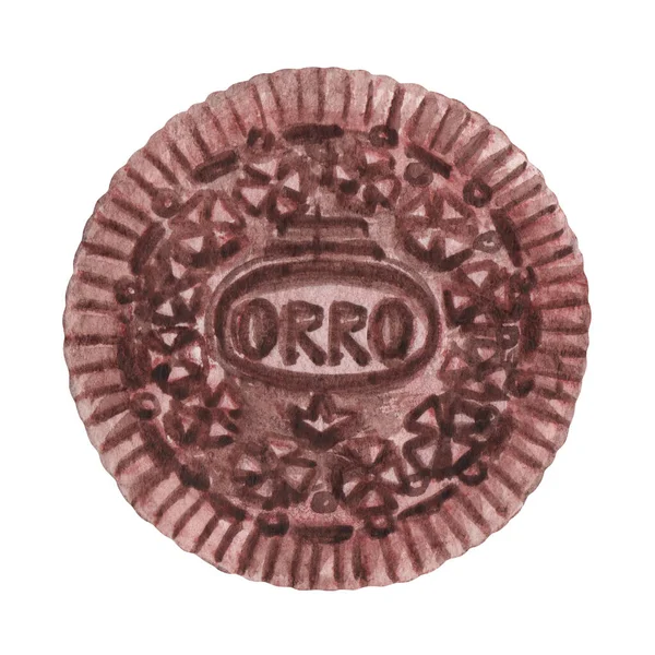 Akvarel Oreo Ilustrace Čokoládové Sušenky Set Oreo Klip Art Sladké — Stock fotografie
