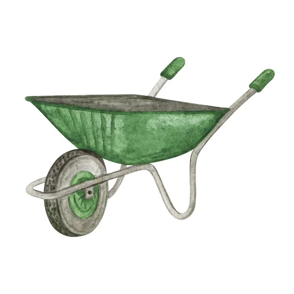 Garten Schubkarren Cliparts Landwirtschaftliche Geräte Handgezeichnete Aquarell Illustration Garten Set — Stockfoto