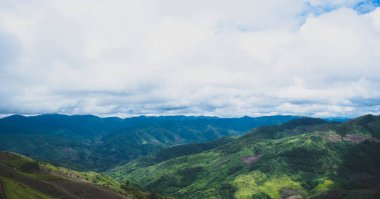 cloud covered the mountain peak in the north of Thailand.