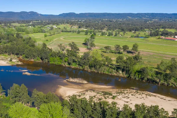 Aerial View Hawkesbury River Running Agricultural Farmland Regional New South — Stock Photo, Image