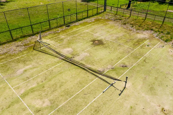 Aerial View Old Unused Tennis Court Disrepair Public Park Small — Stock Photo, Image