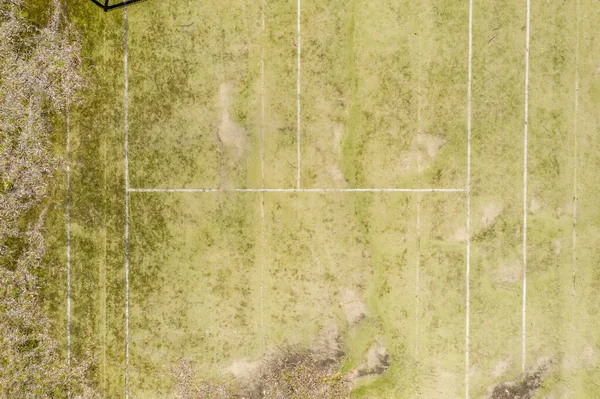 Aerial View Old Unused Tennis Court Disrepair Public Park Small — Stock Photo, Image