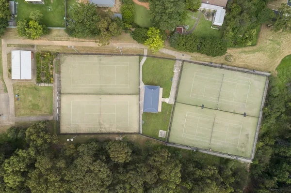Overhead View Tennis Court Small Regional Township — Stock Photo, Image