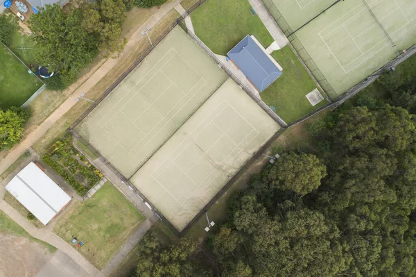 Overhead View Tennis Court Small Regional Township — Stock Photo, Image