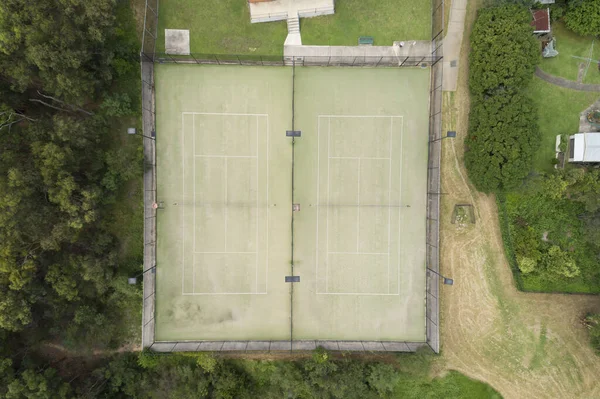 Overhead View Tennis Court Small Regional Township — Stock Photo, Image