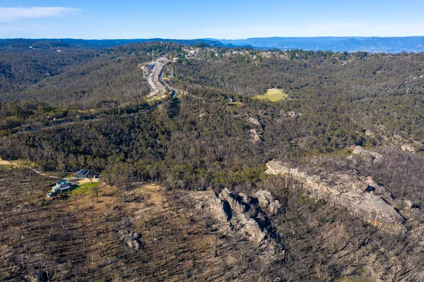 Aerial View Great Western Highway Running Forest Burnt Bushfires Mount — Stock Photo, Image
