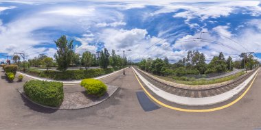 Avustralya 'nın Yeni Güney Galler bölgesindeki Mavi Dağlardaki Faulconbridge Tren İstasyonu' nun küresel 360 derecelik panorama fotoğrafı