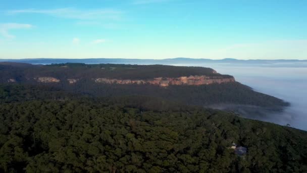 Drone Beelden Van Mist Megalong Valley Blue Mountains New South — Stockvideo