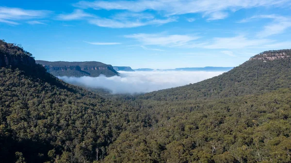 Veduta Aerea Della Nebbia Nella Megalong Valley Vicino Blackheath Nelle — Foto Stock