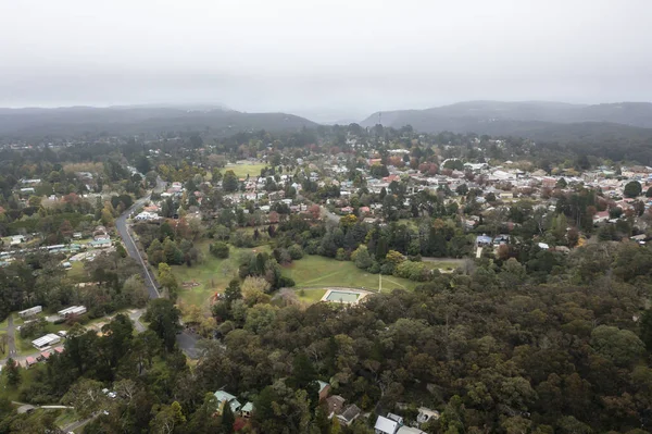 Drone Aerial Photograph Low Clouds Blackheath Blue Mountains Regional New — Stock Photo, Image