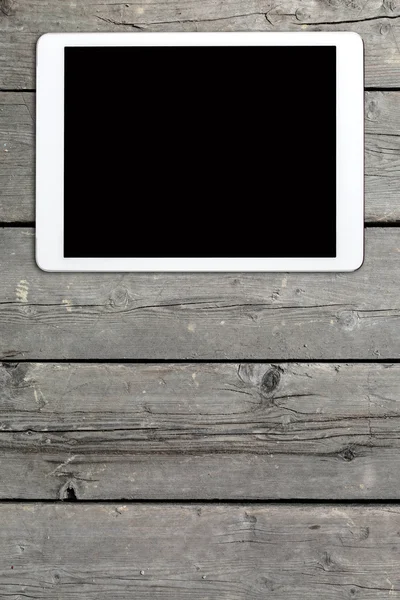 Tablet bilgisayarda eski ahşap masa