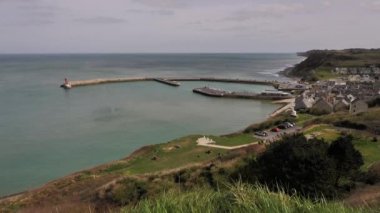Bessin-Huppain Panorama, Kuzey Fransa Kanalı, Liman Manzarası, Değişen Gölgeler, 4K Video