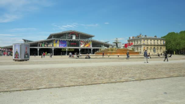 Pantin Paris France May 2021 Main Square Fountain Lions View — Stock Video