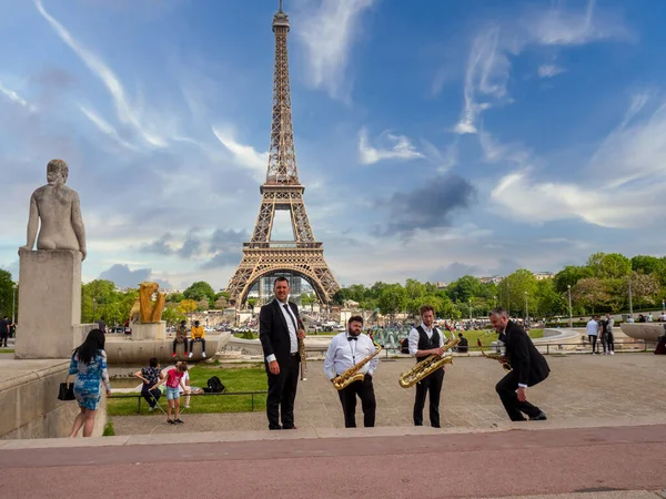 Paris France May 2021 Music Band Trumpets Saxophone Photo Session — Stock Photo, Image