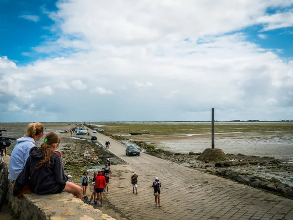 Noirmoutier France August 2021 Road Regularly Flooded Sea High Tide — Stock Photo, Image