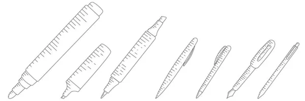 Set Markers Pens Flat Vector — Stock Vector