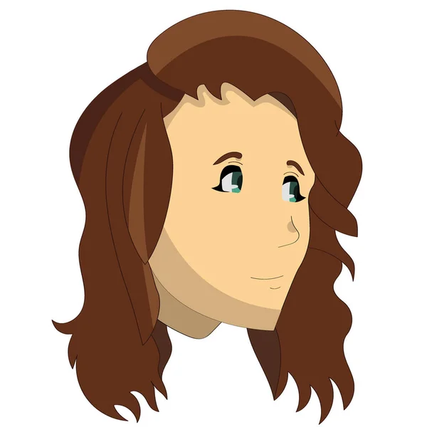 Anime tarzında mutlu genç bir kadının yüzü