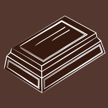 Kahverengi arka planda bir parça çikolata