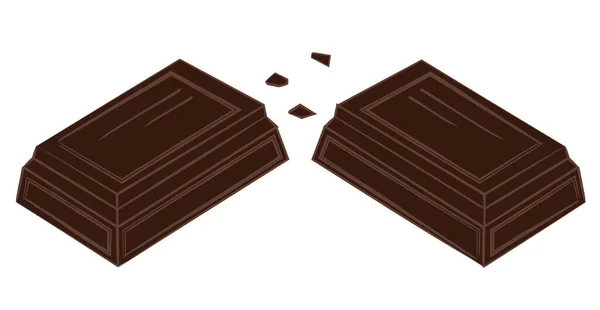 Beyaz arkaplanda siyah çikolata parçaları