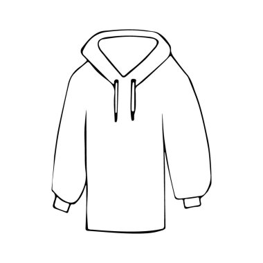 Kapüşonlu bir kapüşonlu. Doodle el çizimi vektör illüstrasyonu