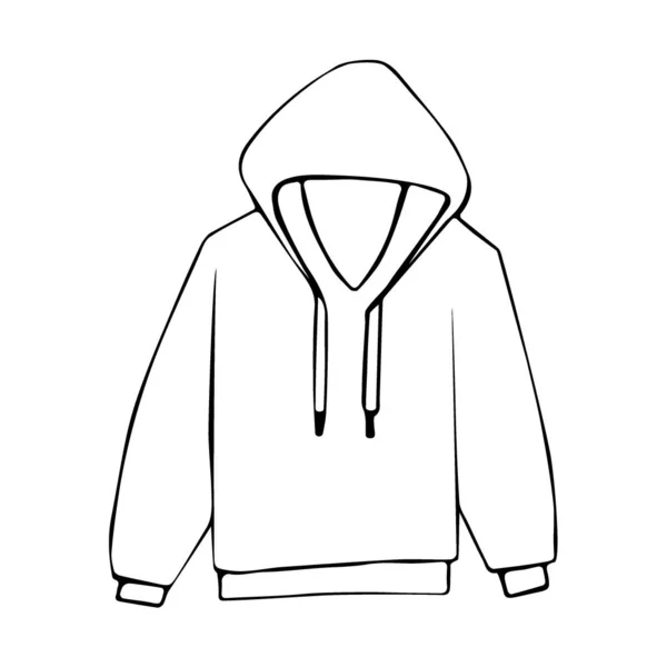 Sudadera Con Capucha Levantada Doodle Ilustración Vectorial Dibujado Mano — Vector de stock