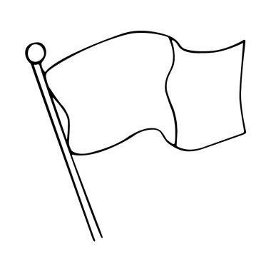 Tebrik kartları için tek element beyaz bayrak el çizimi