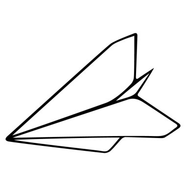 Beyaz arka planda kağıt uçak el çizimi vektörü. Çocukluk kavramı.