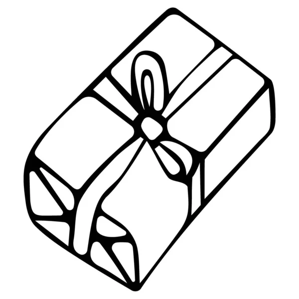 Caja Regalo Dibujado Mano Vector Para Postales Tarjetas Felicitación — Vector de stock