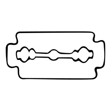 Double Edge Razor Blade Hand Çekim Vektörü İllüstrasyonu.