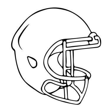 Amerikan futbol kaskı el çizimi vektör çizimi