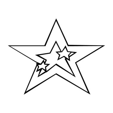 Yıldızların el çizimi vektör çizimi beyaz arkaplanda izole edildi.