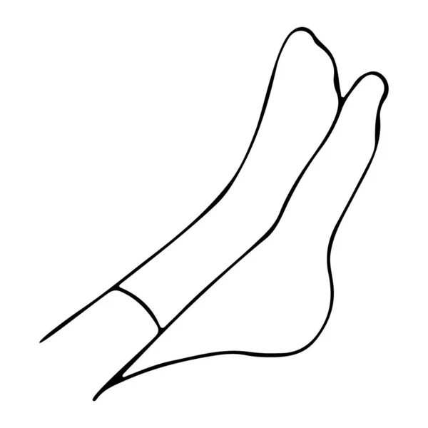 描かれた靴下の手で足を横断 — ストックベクタ